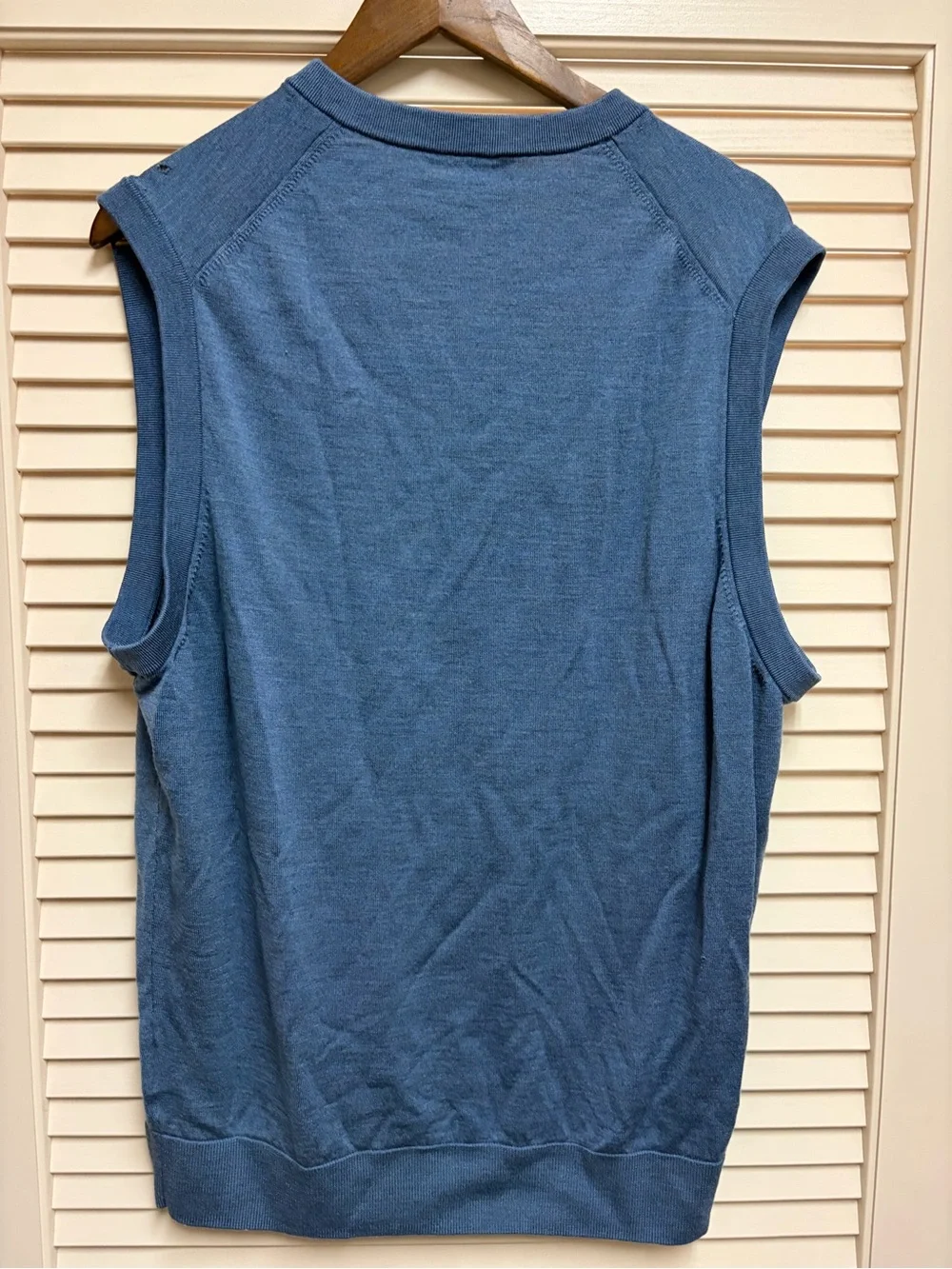 Brooks Brothers BrooksTech Marino Wool V Neck Vest XL Blue Distressed Grunge
